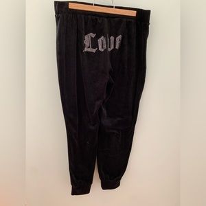 Velvet Track Suit Bottoms with Rhinestones